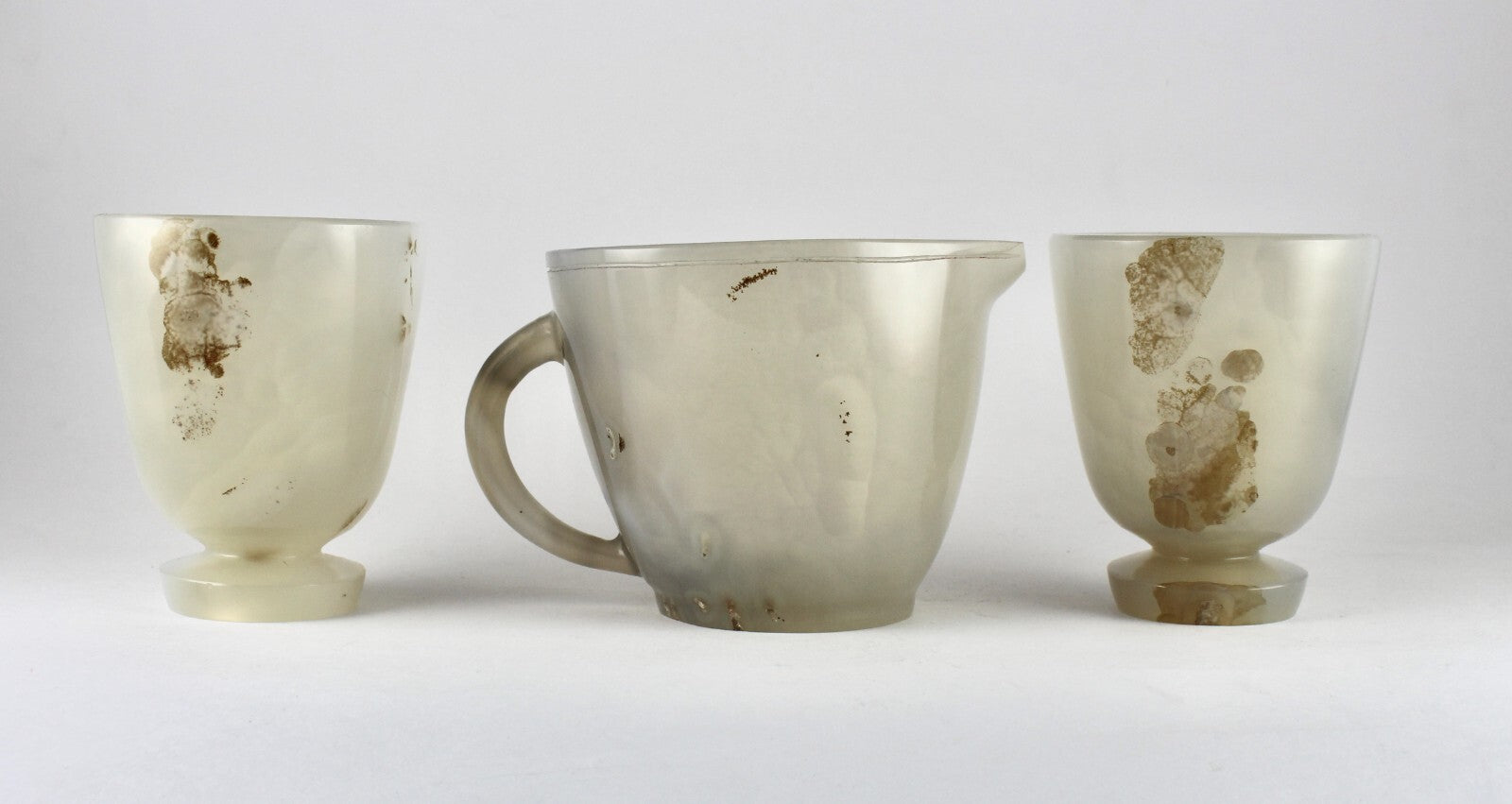 Certified Handcrafted Natural Chalcedony 4635 Ct Gemstone Teapot Set Decor