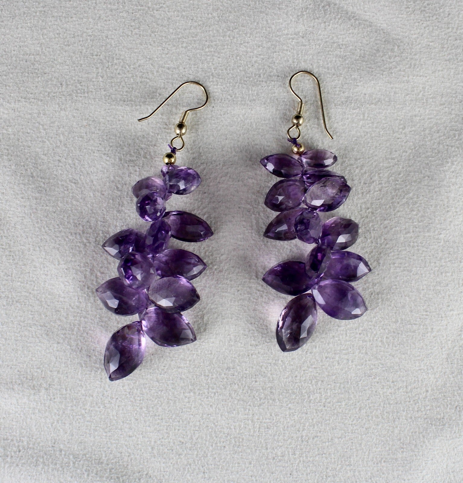 Natural Amethyst 122 Ct Beads Tear Drops Gemstone Fashion Earring