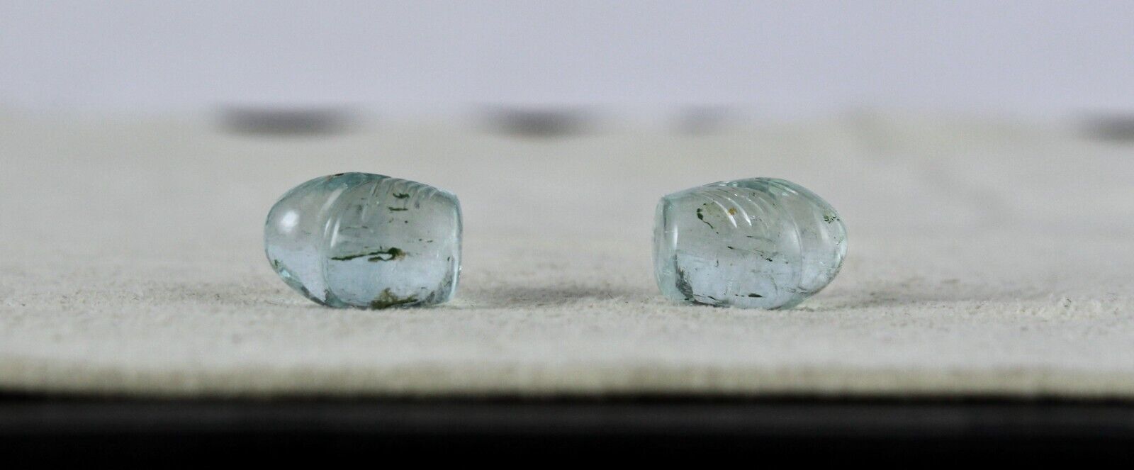 NATURAL BLUE AQUAMARINE CARVED LEAVES 13.88 CARATS GEMSTONE PAIR FOR EARRING