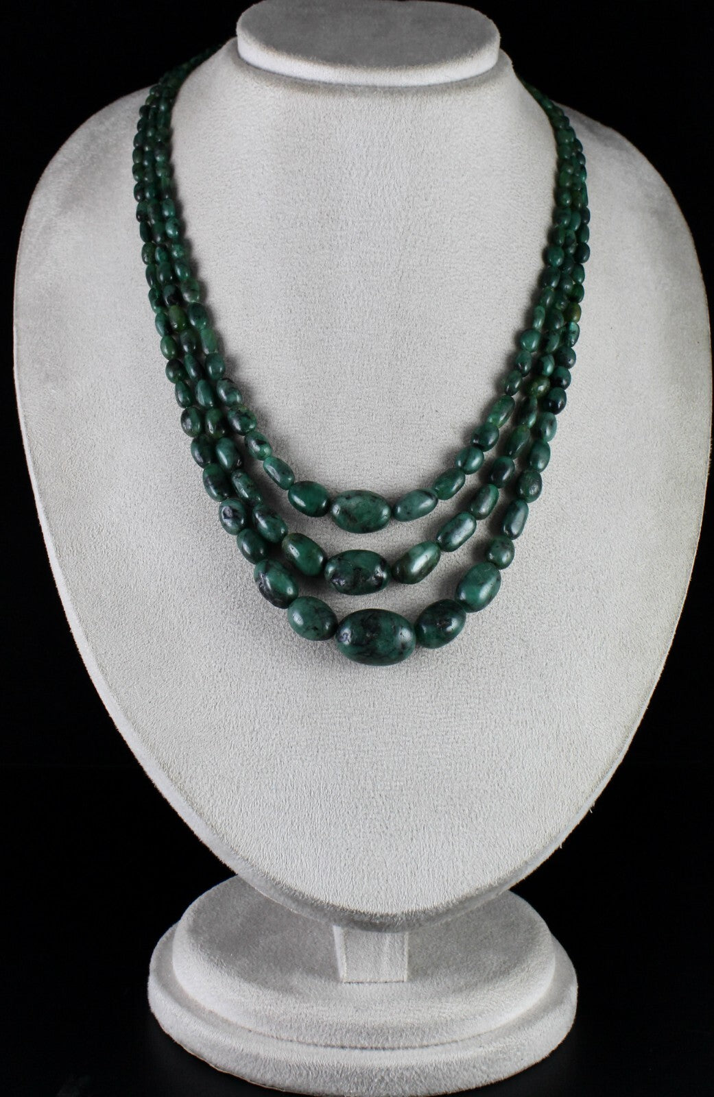Certified Antique Necklace 3l Natural Emerald 435 Ct Beads Vintage Gemstone