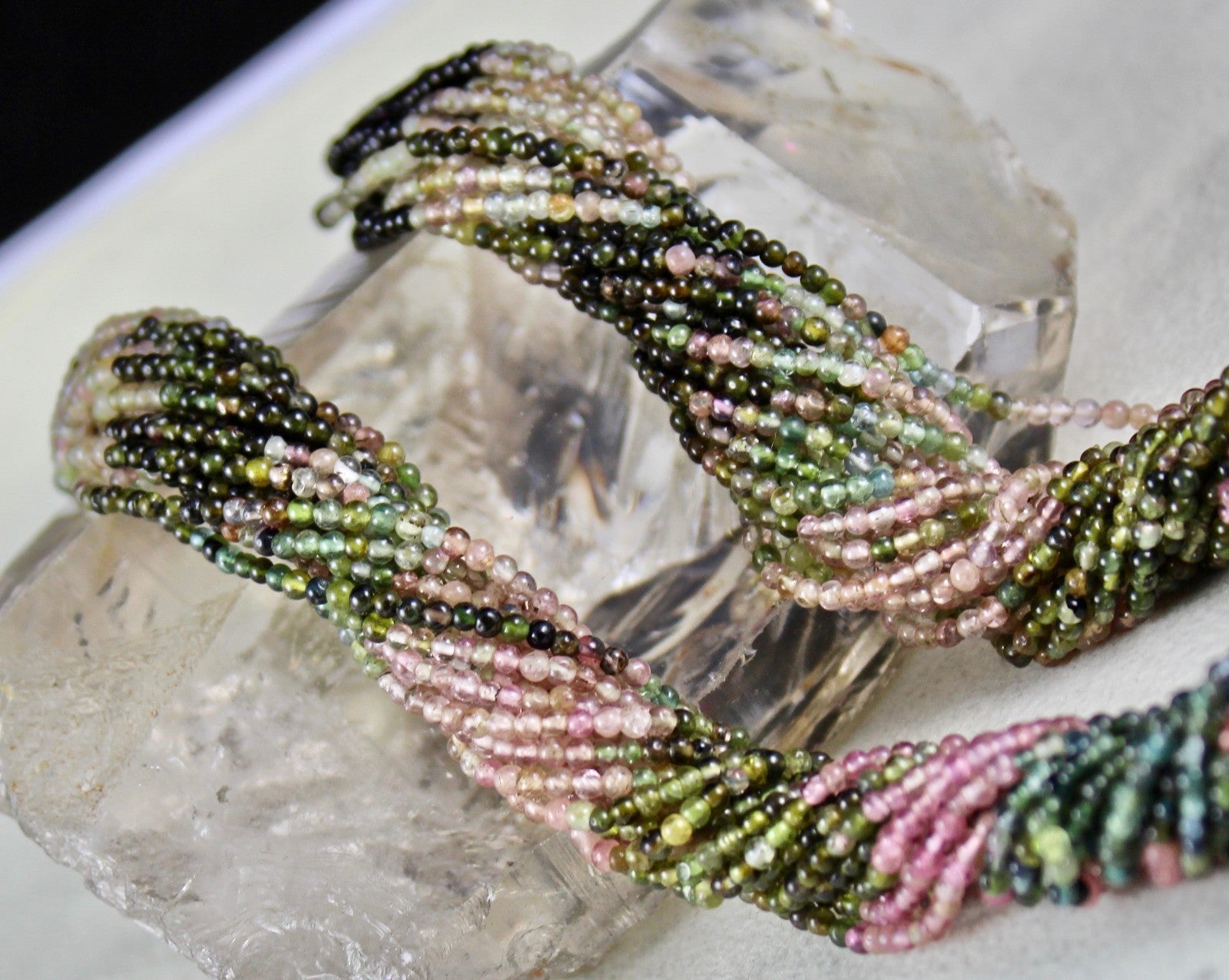 Natural Multi Colour Tourmaline Beads Necklace 925 Sterling Silver Hook
