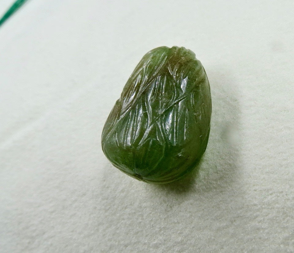 Antique 42.50 Ct Natural Emerald Bead Engraved Tumble Drill Gemstone Design