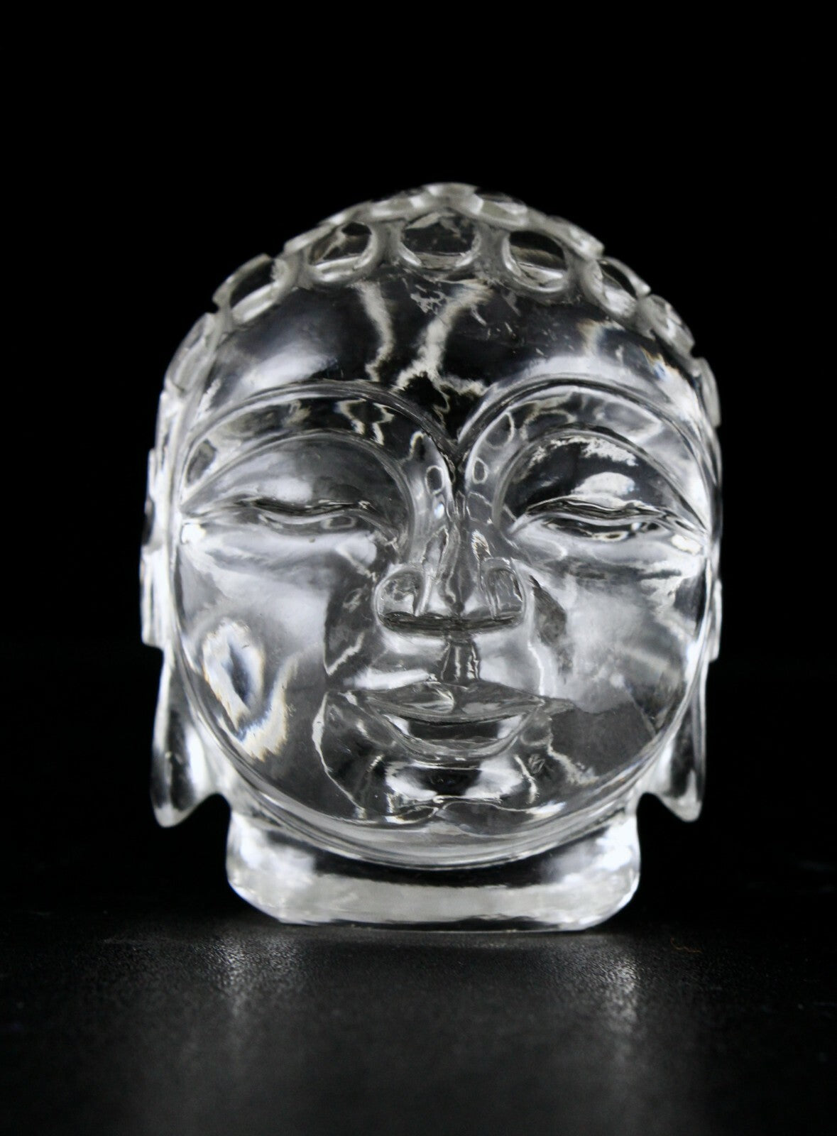 Natural Crystal Quartz Buddha Head 820ct 2 Inch Gemstone Statue Home Decor Piece
