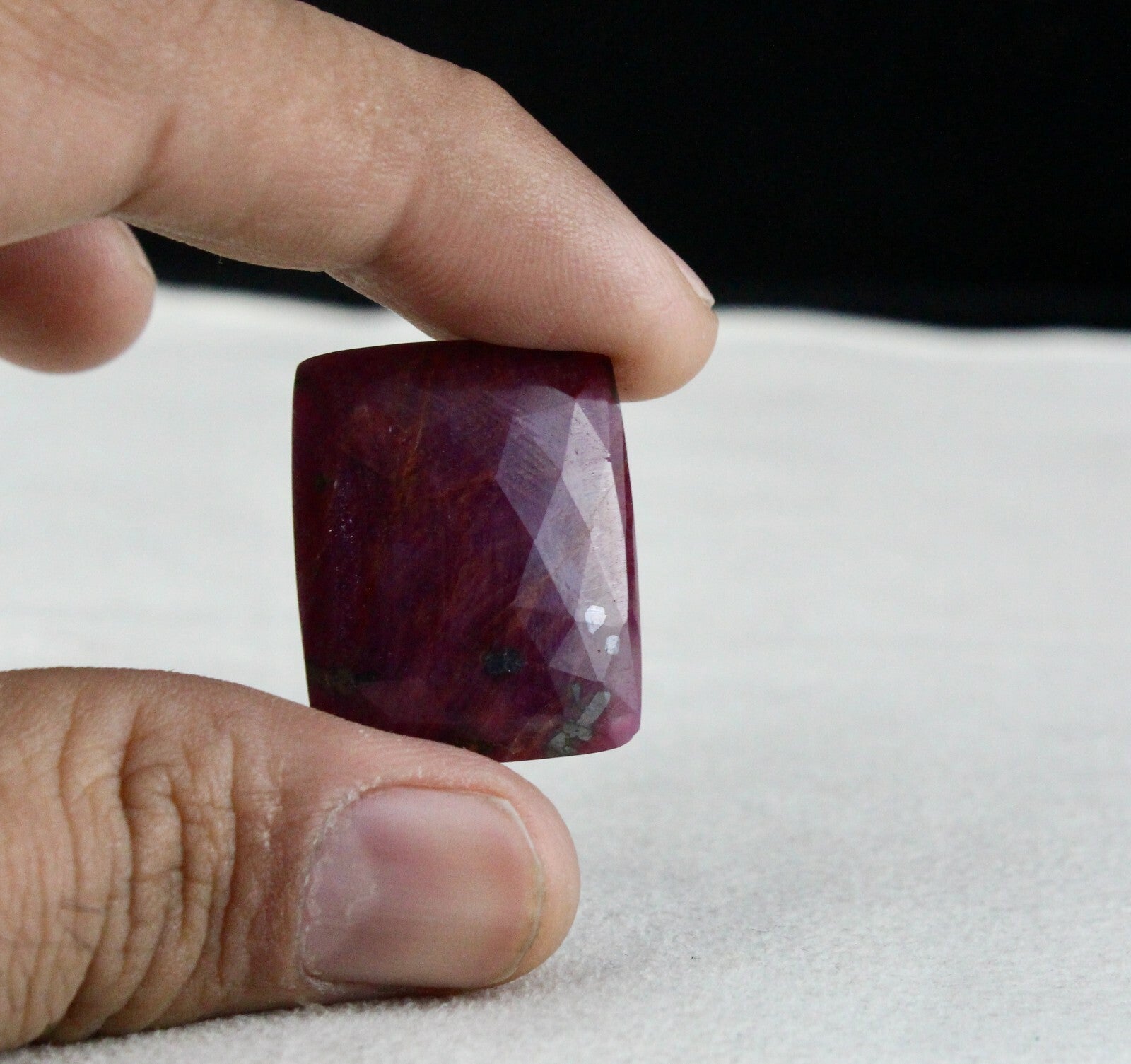 Unheated Natural Ruby 43ct Square Faceted Cabochon Gemstone Pendant Design