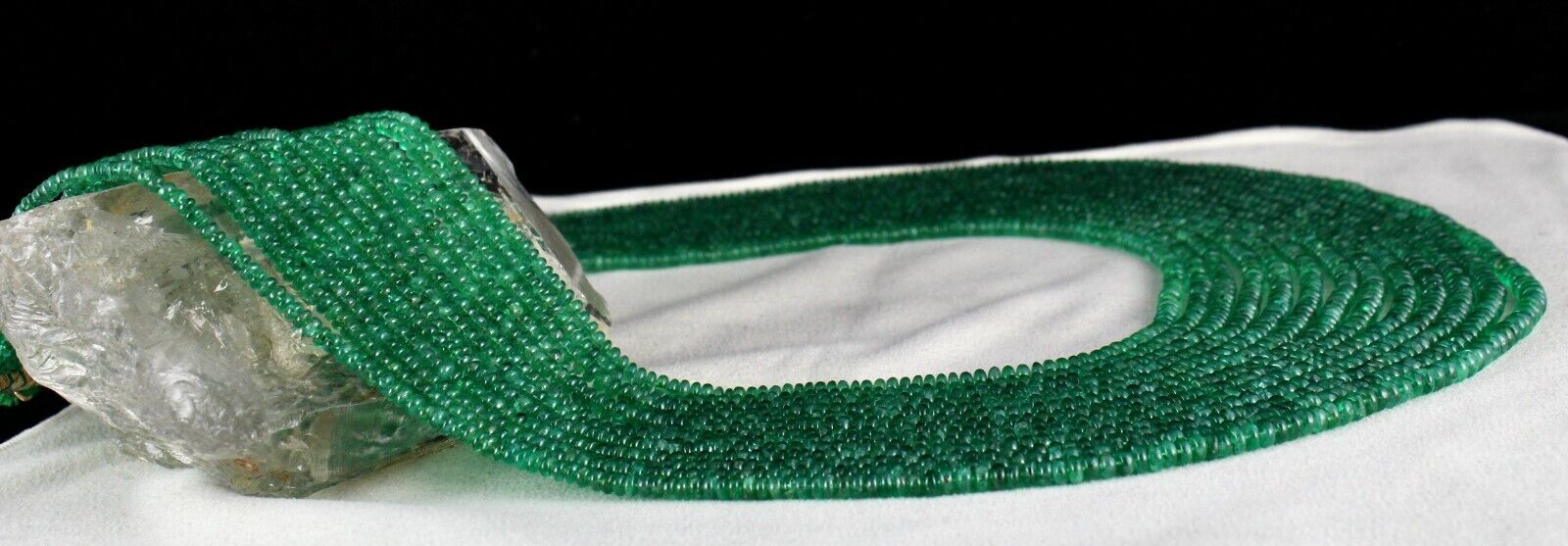 NATURAL CERTIFIED ZAMBIA EMERALD BEADS ROUND 13 LINE 871 CARAT GEMSTONE NECKLACE