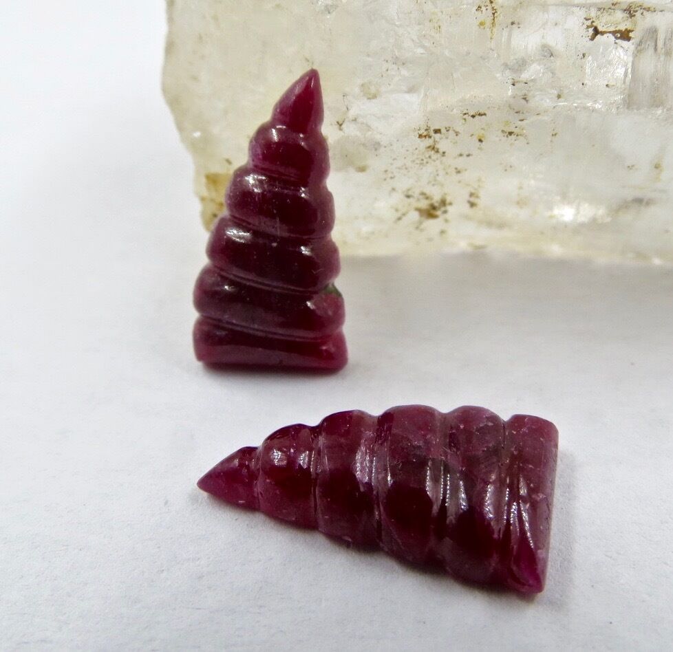 Natural Untreated Ruby Carved Pair 19.92 Carats Gemstone Designing Earring