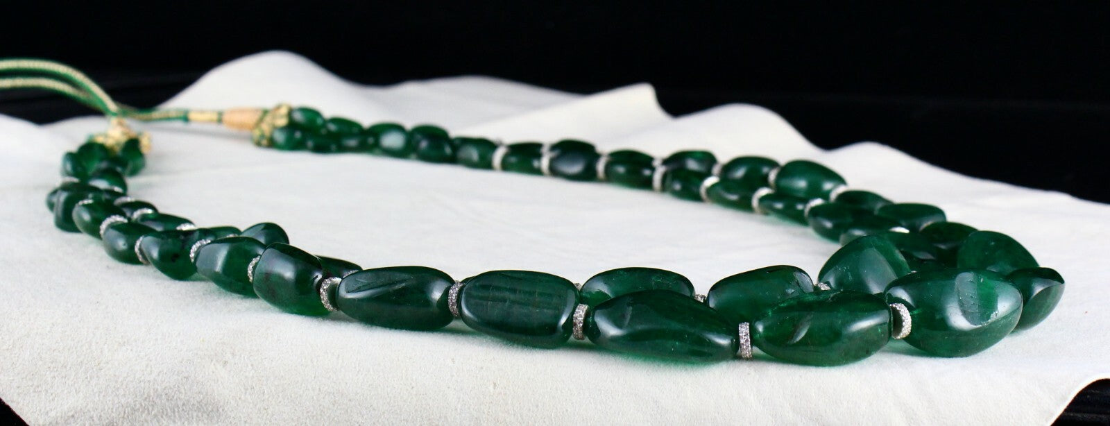 Certified Classic Natural Emerald Cabochon Beads 892 Ct Gemstone Necklace