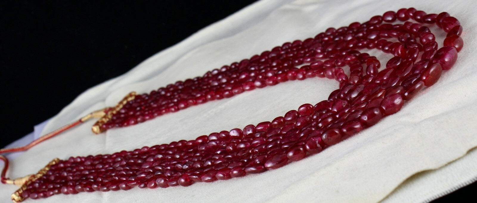 Certified Natural Red Spinel Necklace 814 Ct Cabochon Beads 7 Line Gemstone