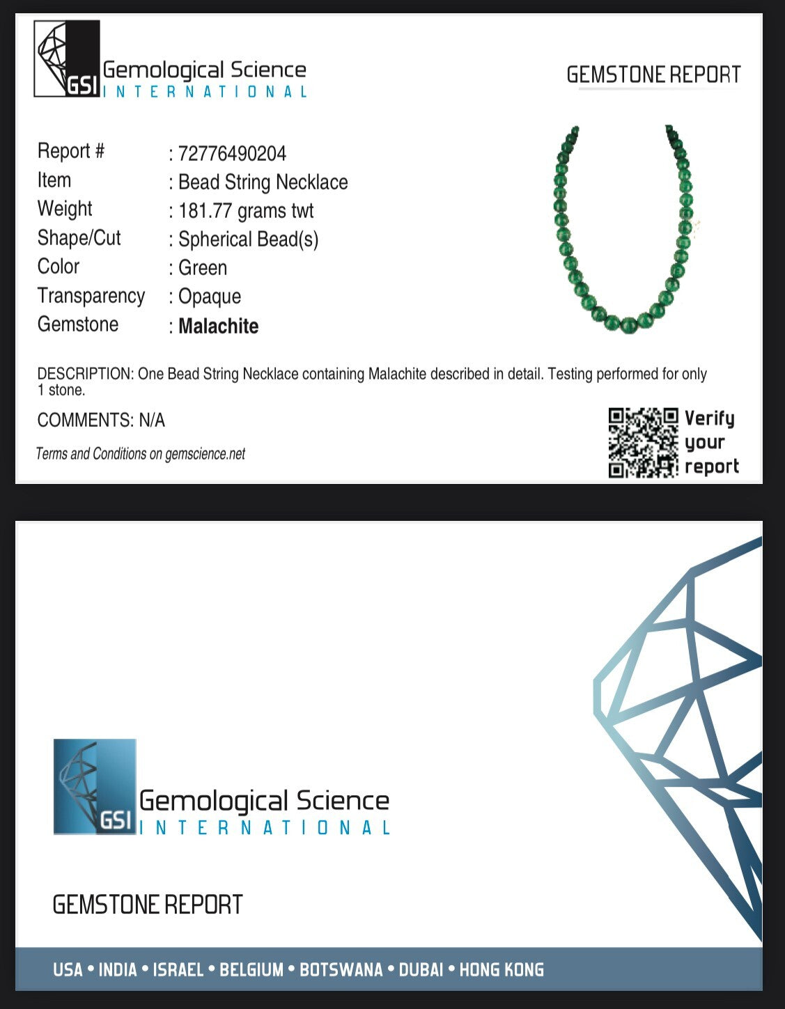 Certified Natural Malachite 908 Ct Semi Precious Gemstone Necklace Beads