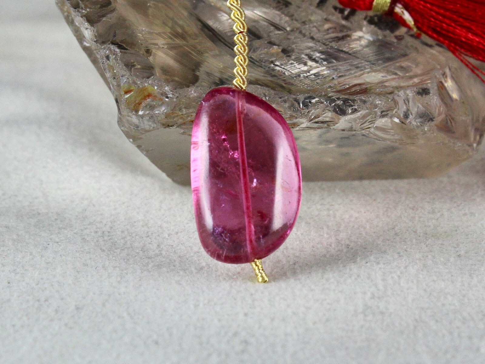 Certified Natural Tourmaline Rubellite 26.65 Ct Bead Cabochon Drilled Pendant