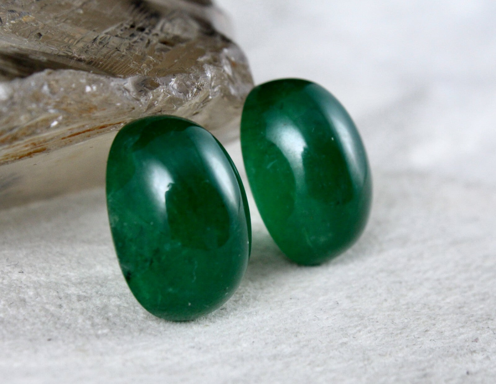 Certified Natural Zambian Emerald Oval Cabochon 44.32 Ct Gemstone Earring Design