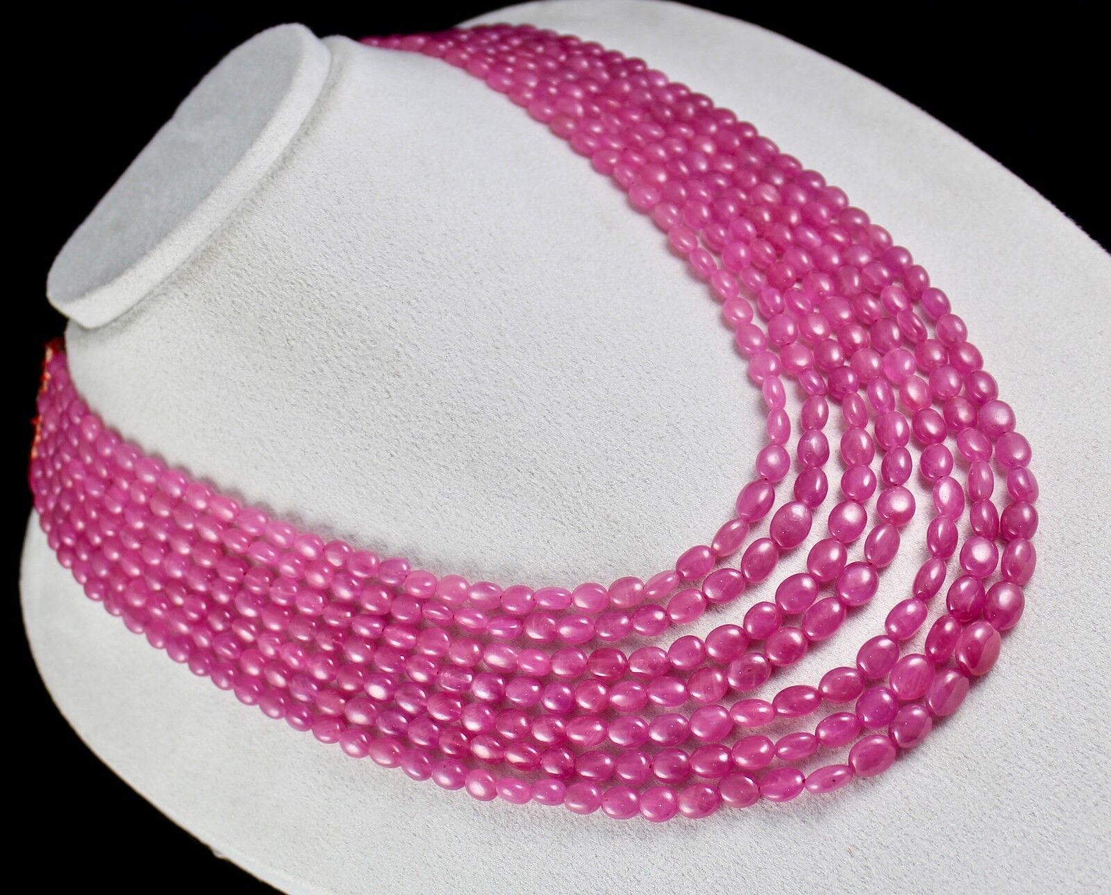 NATURAL UNTREATED RUBY LONG BEADS 7 LINE 1028 CARATS LADIES GEMSTONE NECKLACE