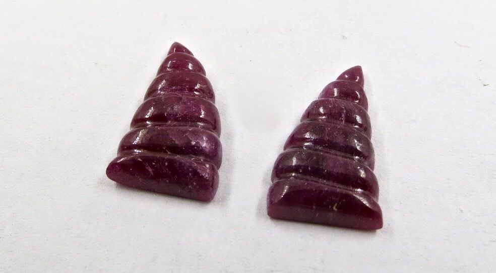 Natural Untreated Ruby Carved Pair 19.92 Carats Gemstone Designing Earring