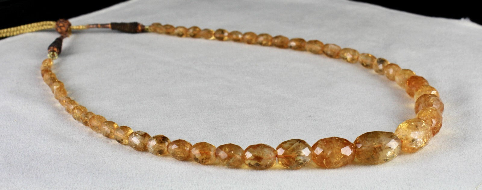 Natural Citrine Oval Faceted Bead Necklace 297 Ct Yellow Gemstone Fashion