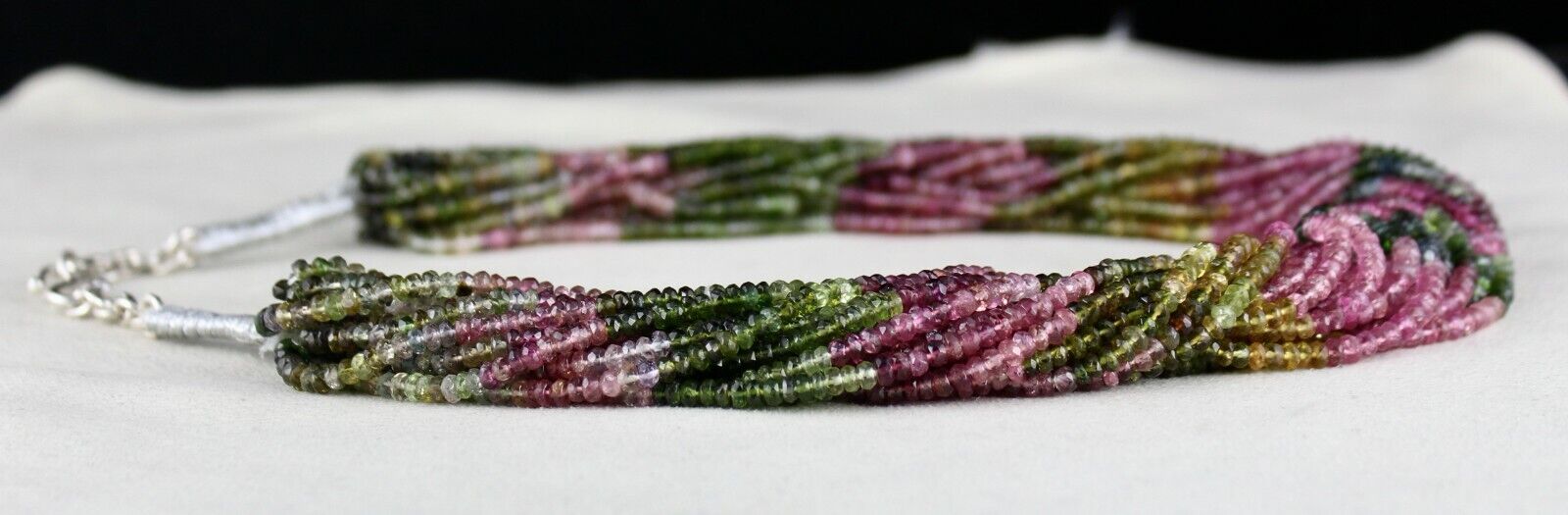 NATURAL MULTI TOURMALINE BEADS 20 LINE 802 CTS FACETED ROUND GEMSTONE NECKLACE