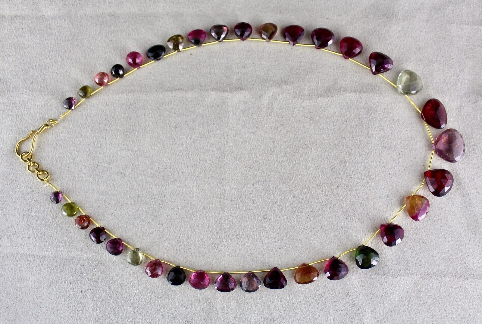 MULTI WATER MELON TOURMALINE HEART TEAR DROPS 189 CTS GEMSTONE BEADS NECKLACE