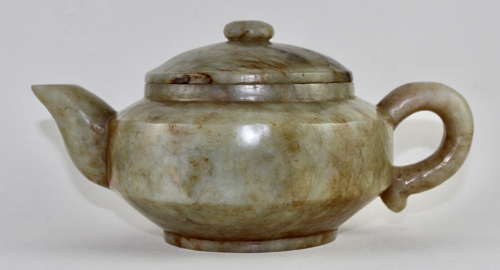 Vintage Natural Nephrite Jade 5033 Ct Old Gemstone Carved Tea Pot For Home Decor