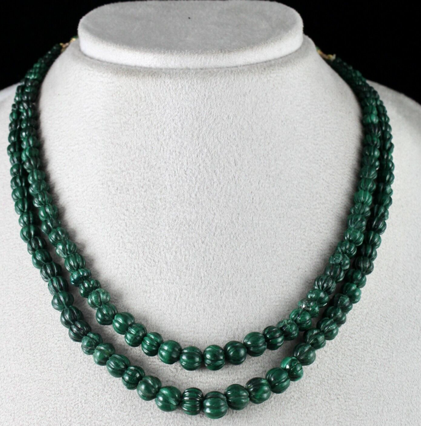 Certified Heirloom Natural Malachite 356 Ct Carved Gemstone Necklace