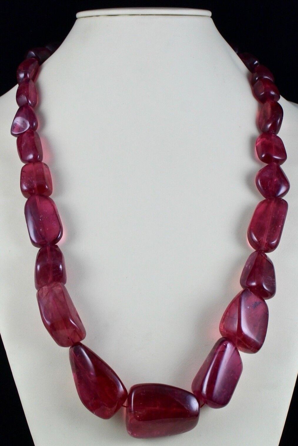 NATURAL PINK TOURMALINE RUBELLITE BEADS NUGGET 40MM 1825 CARAT PRECIOUS NECKLACE