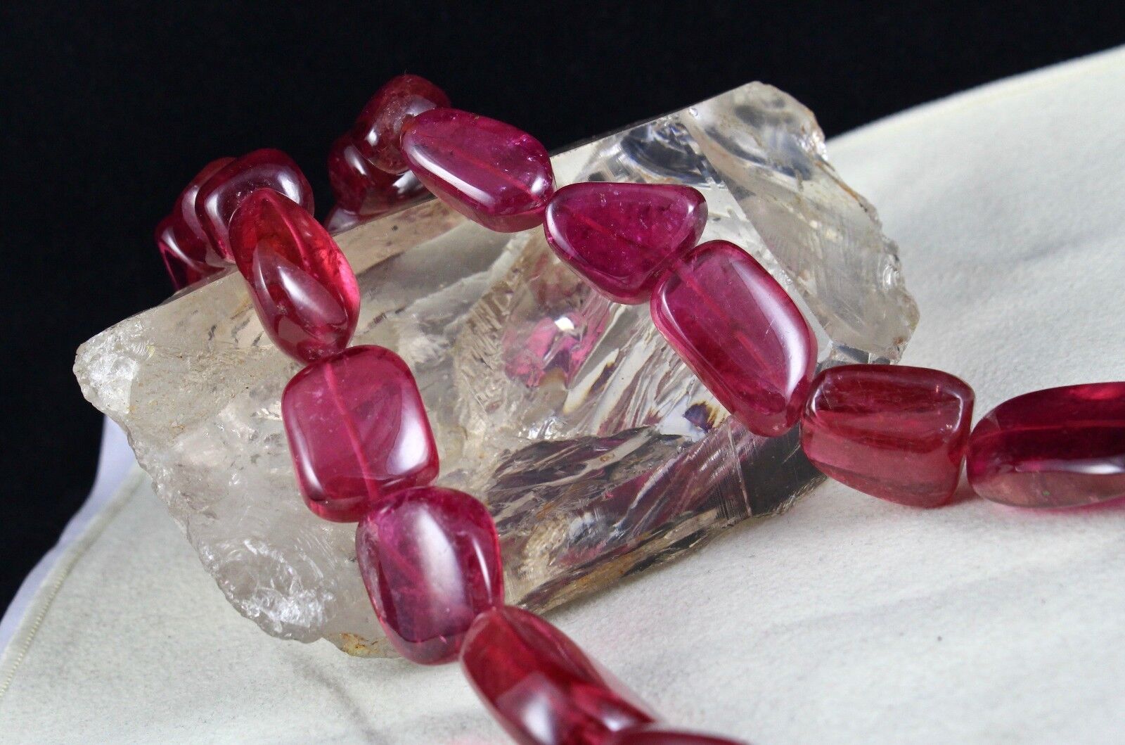 NATURAL PINK TOURMALINE RUBELLITE BEADS NUGGET 40MM 1825 CARAT PRECIOUS NECKLACE