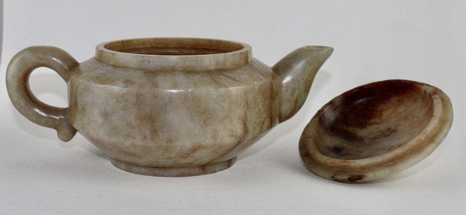 Vintage Natural Nephrite Jade 5033 Ct Old Gemstone Carved Tea Pot For Home Decor