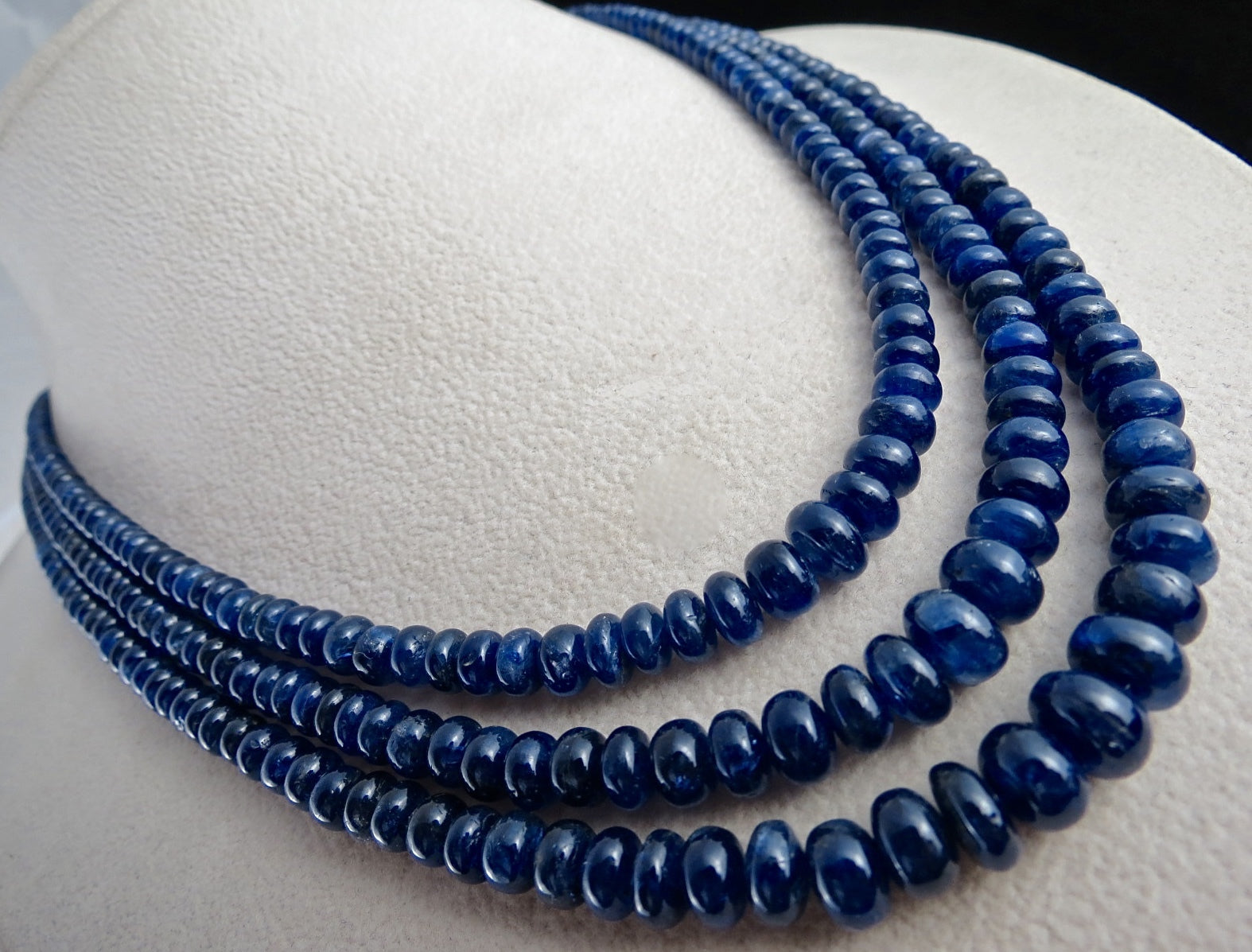 Certified Natural Blue Sapphire Beads Necklace 461 Ct Vintage Gemstone Round