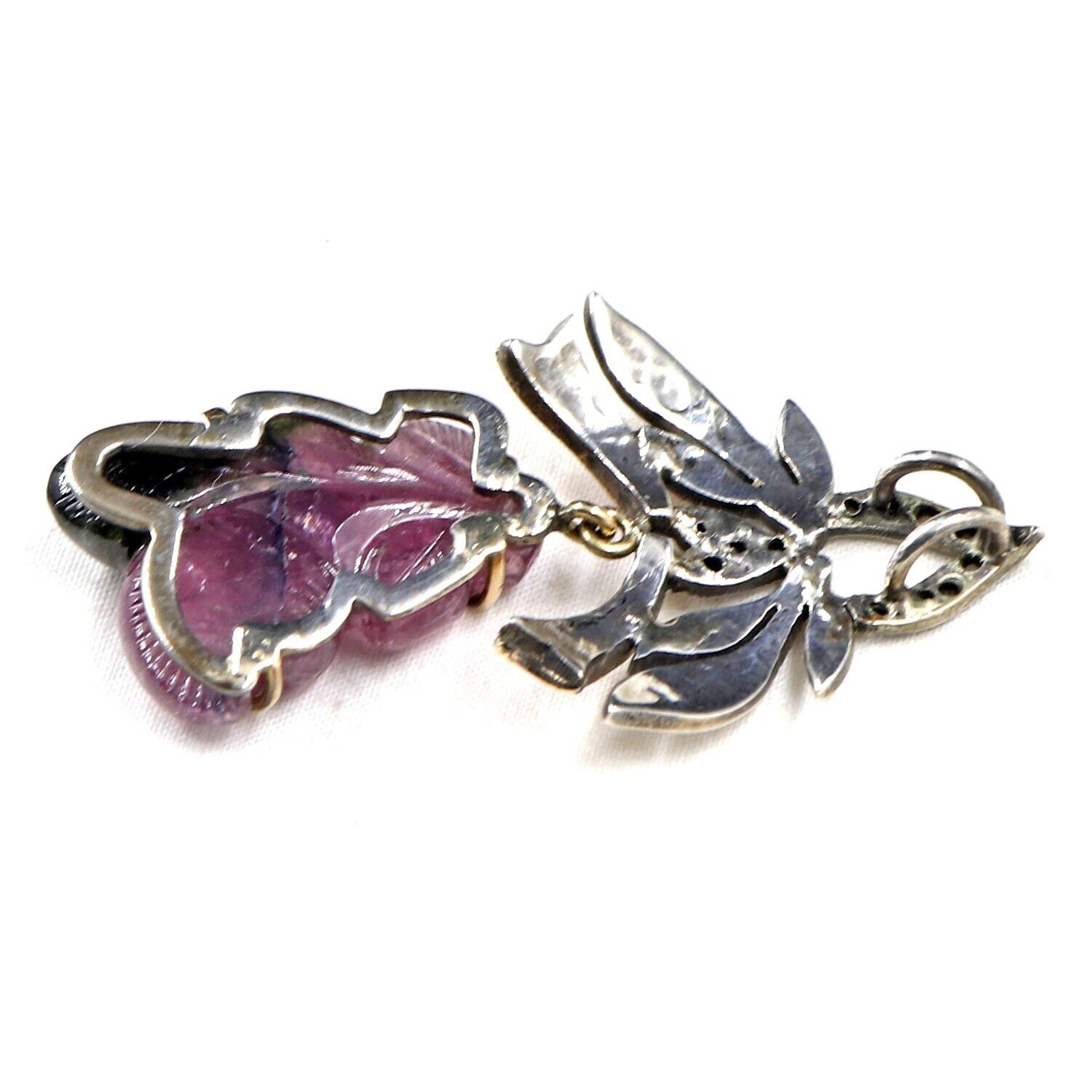 MULTI COLOUR TOURMALINE DIAMOND VICTORIAN PENDANT IN 925 SILVER & 18K GOLD