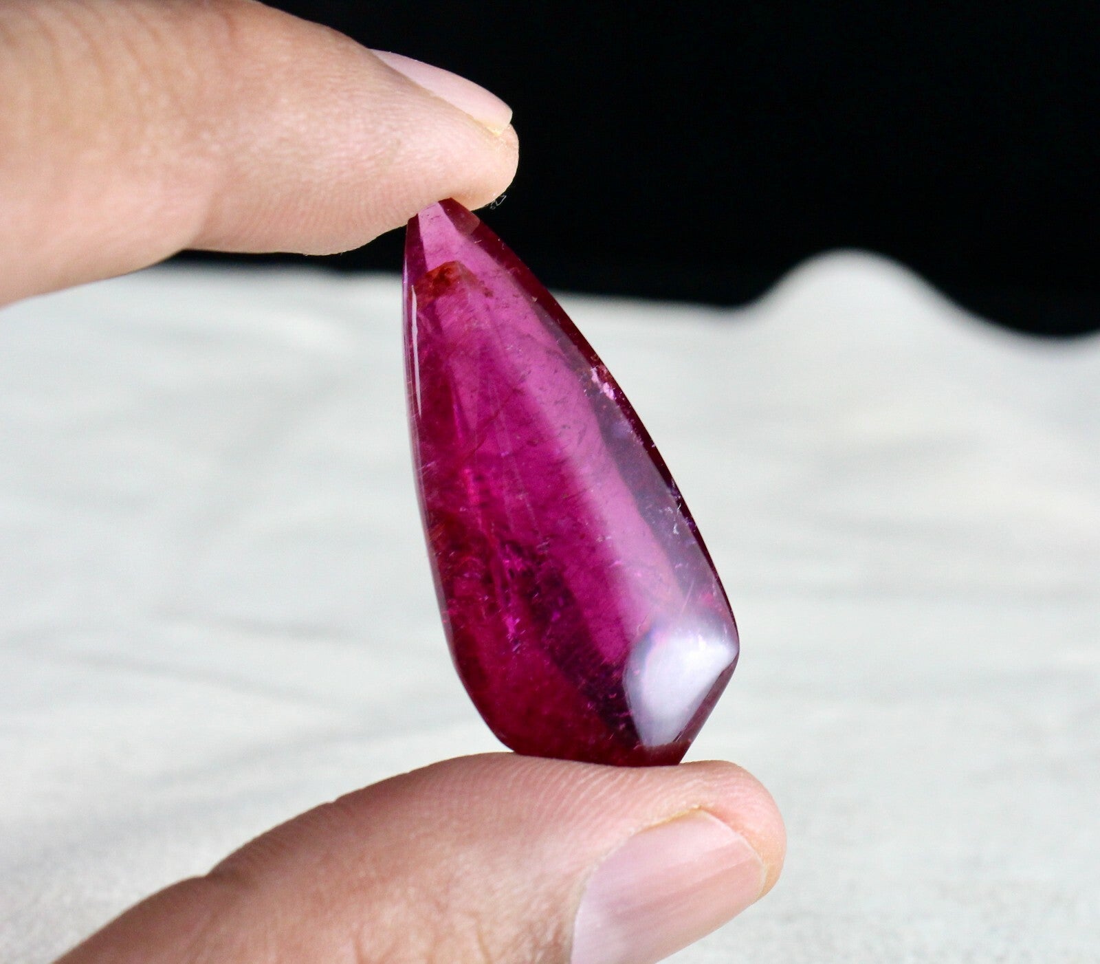 Certified Natural Rubellite Pink Tourmaline Pear Cab 55.05 Ct Aa+ Gemstone