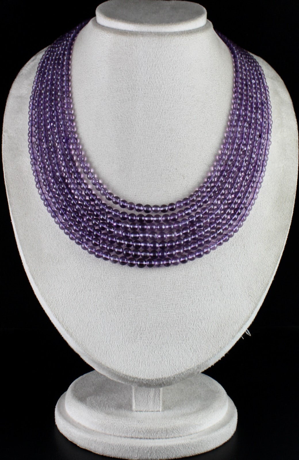 Natural Amethyst 7 Line Beads Necklace 804 Ct Purple Fashion Gemstone For Women