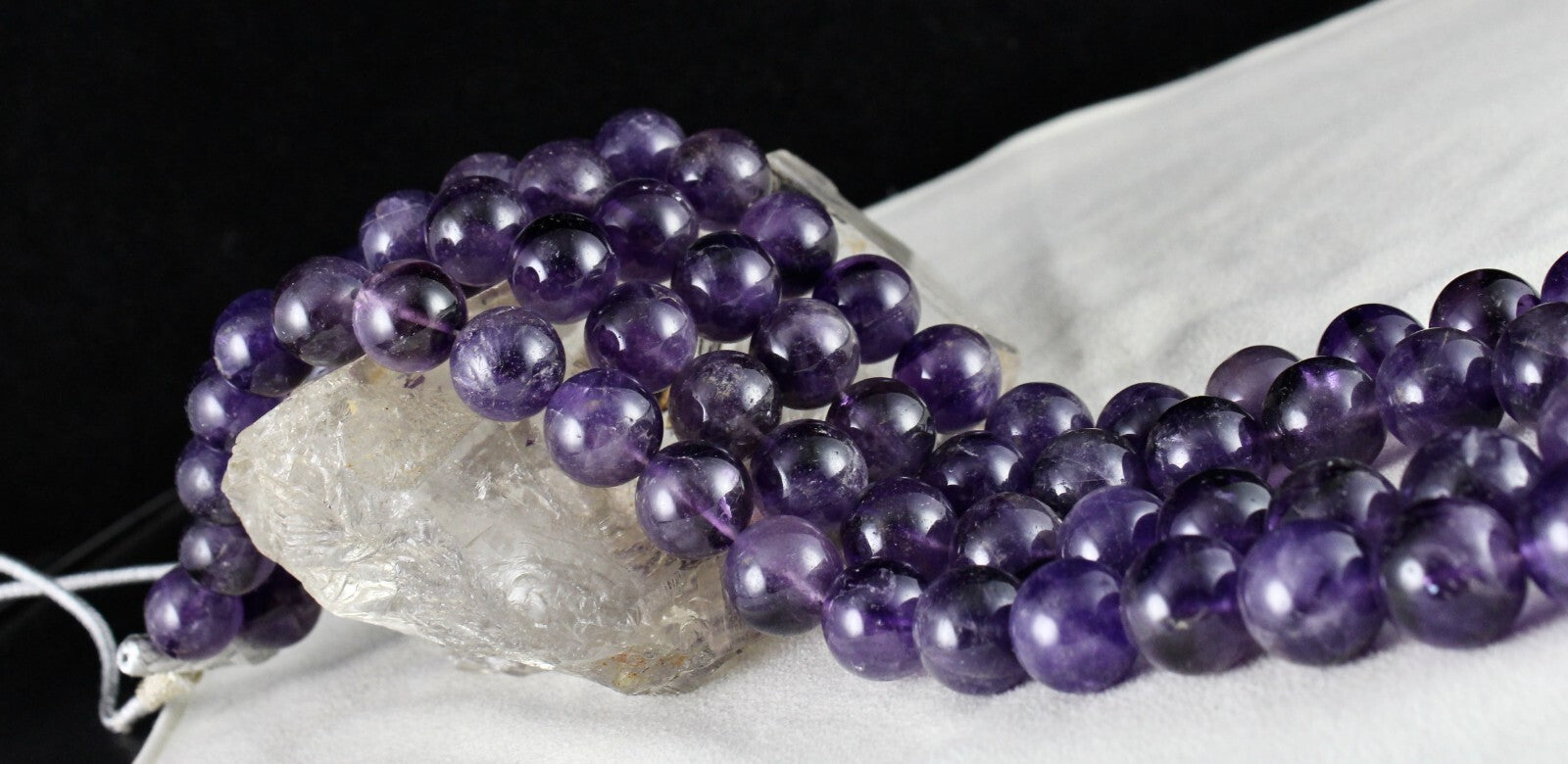 Big Natural Amethyst Beads Necklace Round 17mm 1524 Ct Purple Gemstone Finest 2l