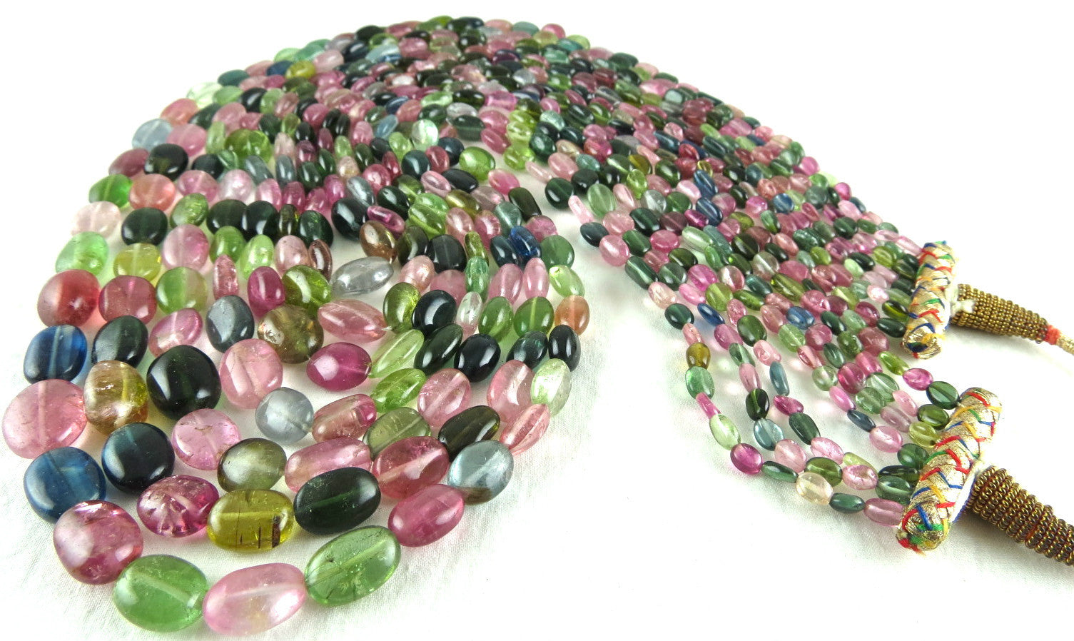 Certified Fine Natural Multi Tourmaline Beads Cabochon 7 L 879 Ct Necklace