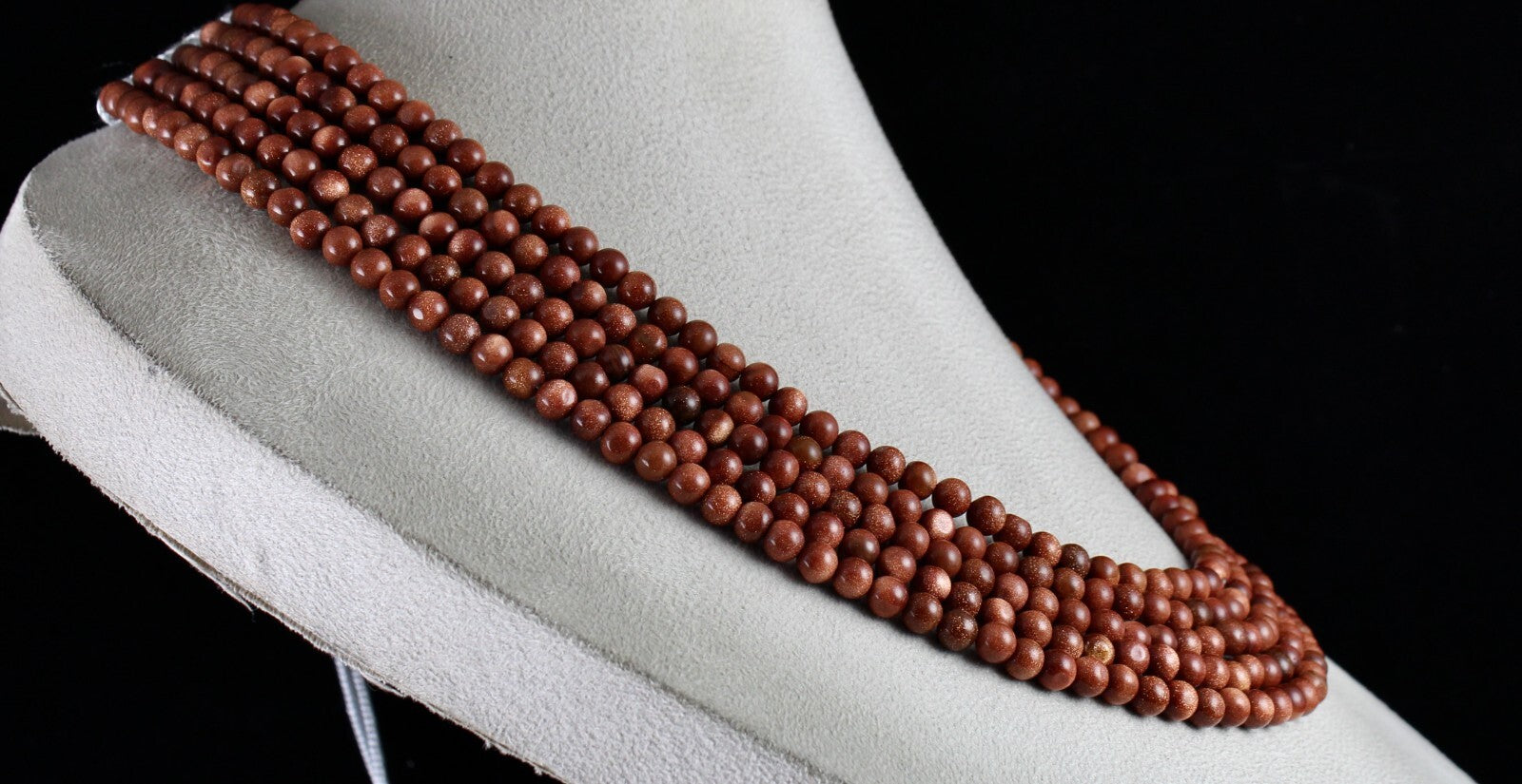 Gold Sun Sitara Sunstone Necklace 5 L 757 Ct Round Beads Semi Precious Gemstone