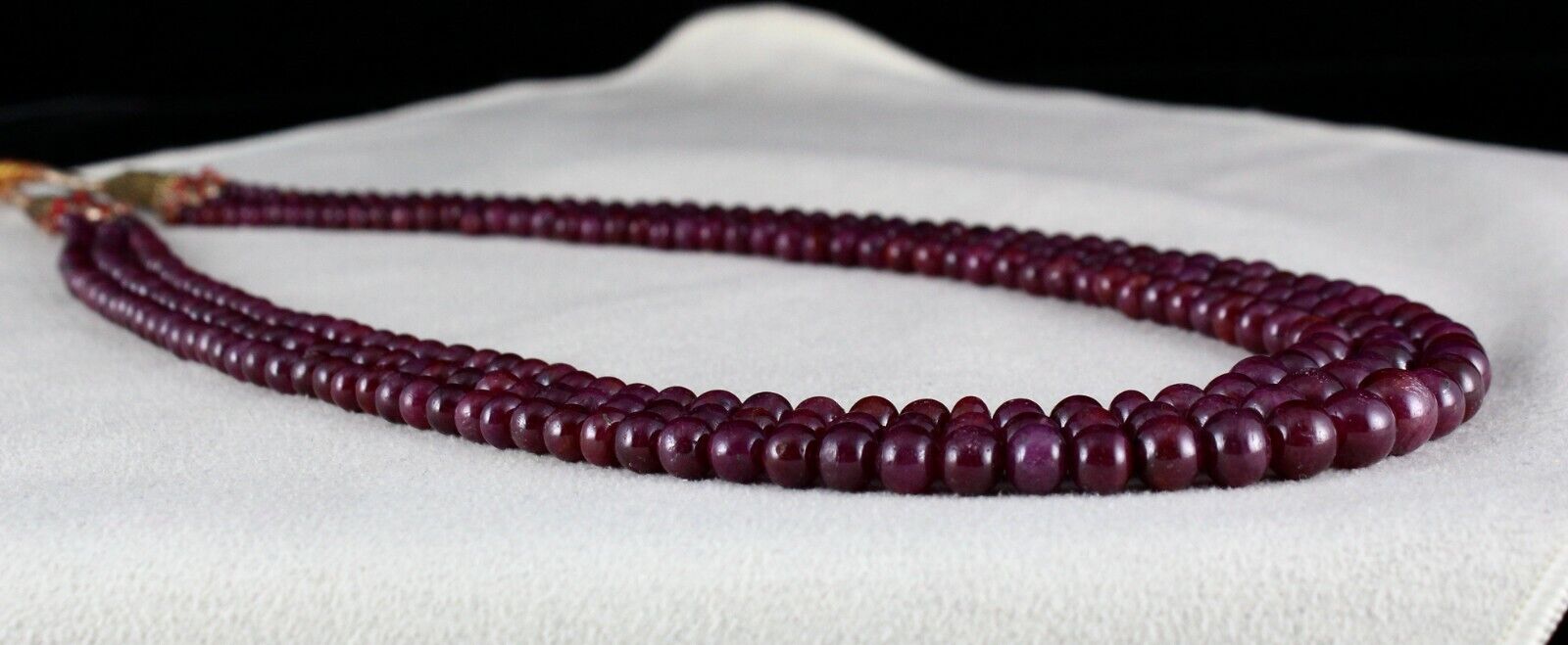 NATURAL RED RUBY BEADS ROUND 3 LINE 414 CTS PRECIOUS GEMSTONE FASHION NECKLACE