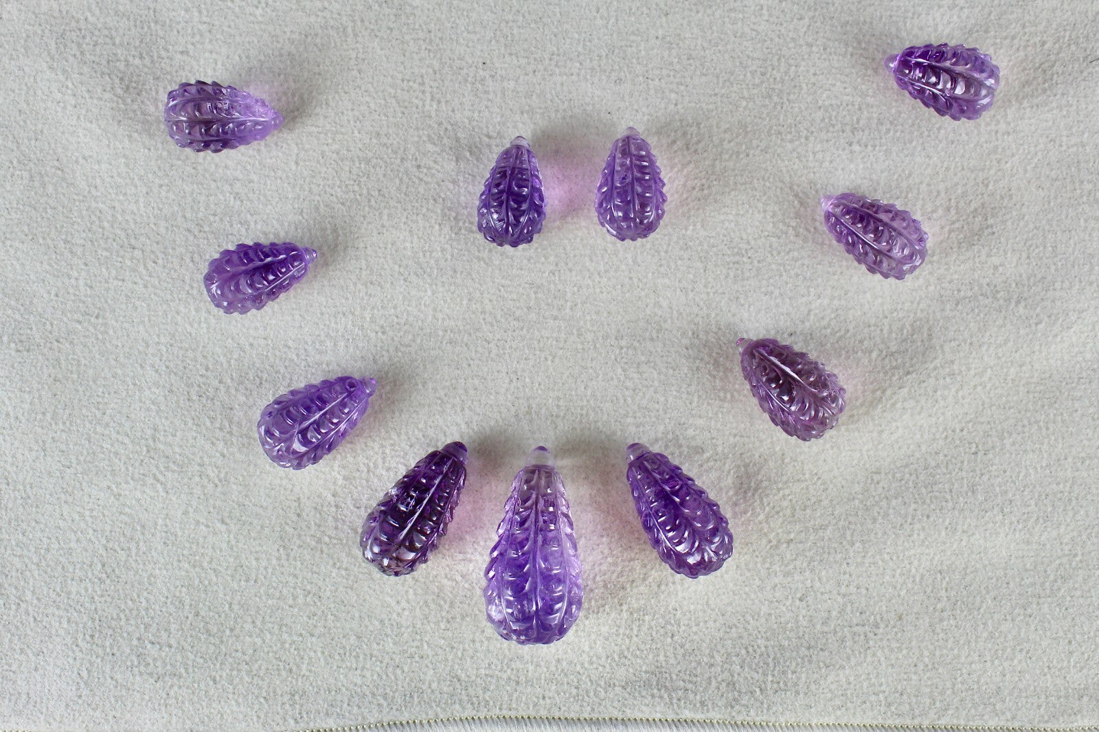 Natural Amethyst Carved Drops 11 Pcs 199 Cts Loose Gemstone Earring Set