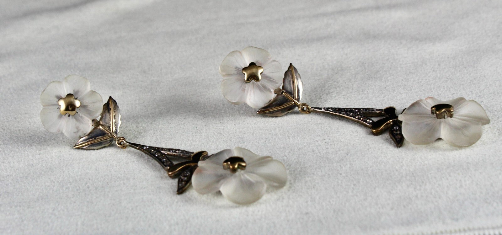 Natural Rock Crystal Quartz 114.7ct Natural Diamond 18k Gold 925 Silver Earrings