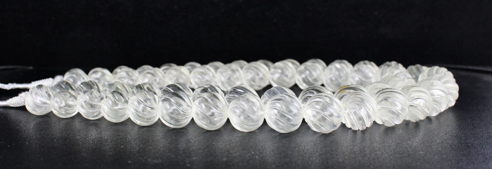 Certified Natural Rock Crystal Quartz Carved Beads Necklace 2049 Ct Rare Gem