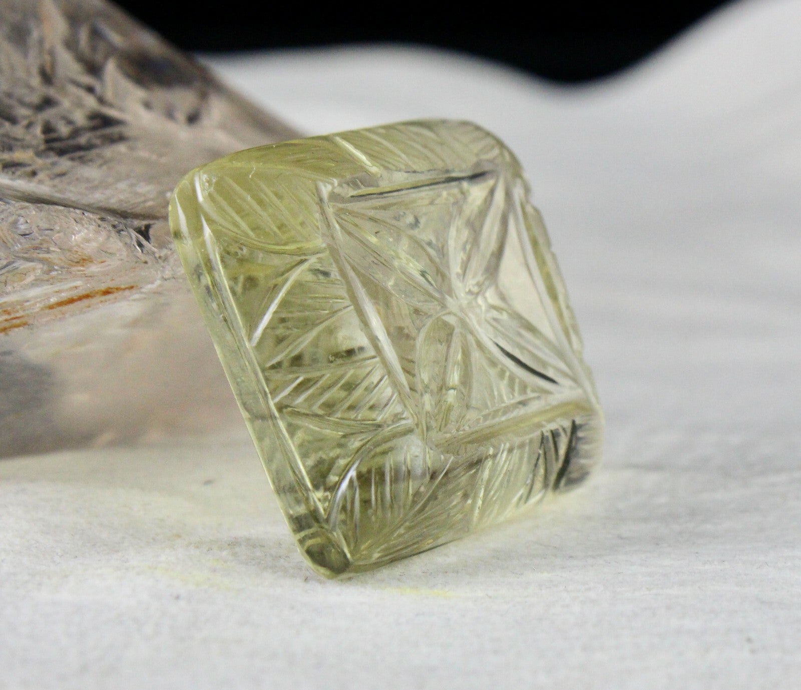 Natural Lemon Quartz 106ct Carved Rectangle 28mm Gemstone Pendant