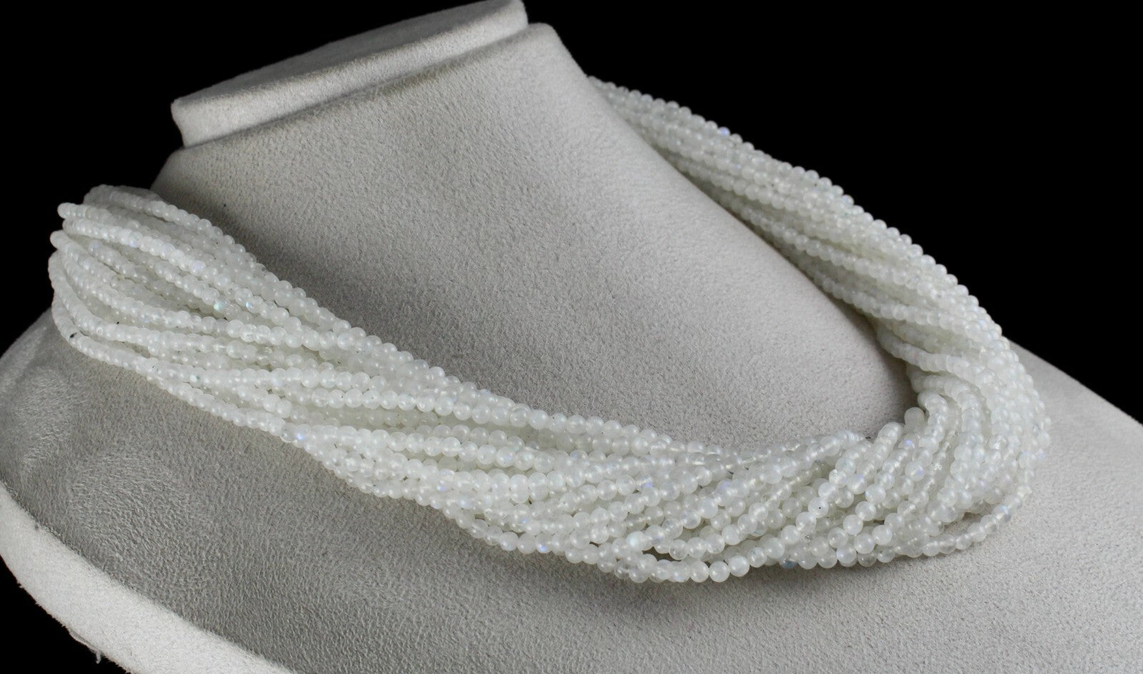 Rainbow Moonstone Beaded Necklace 1263 Ct Natural Gemstone 25 String Fashion