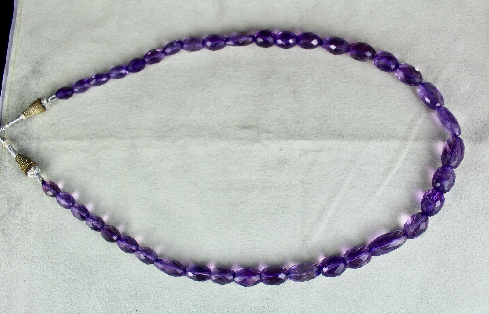 NATURAL PURPLE AMETHYST BEADS FACETED OVAL 17MM 1 LINE 347CTS GEMSTONE NECKLACE