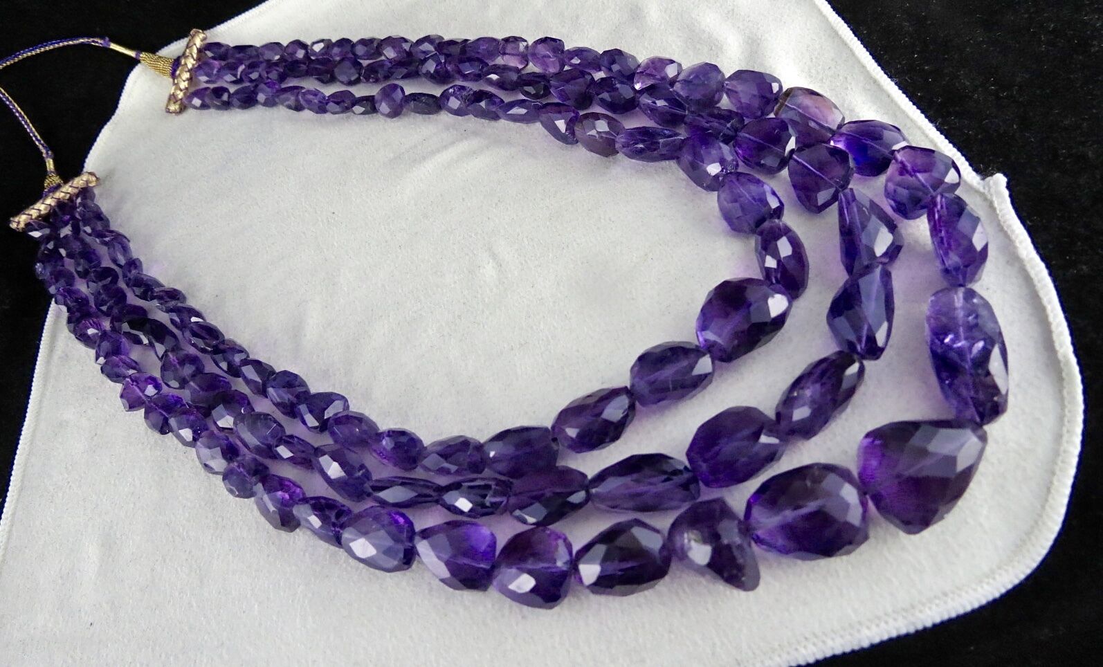 Natural Amethyst Beads Faceted Tumble 3 L 1112 Ct Purple Gemstone Fine Necklace
