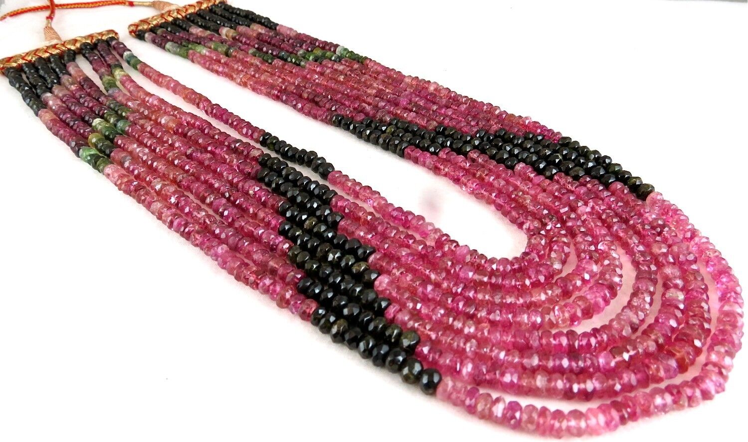 NATURAL MULTI COLOUR TOURMALINE BEADS FACETED ROUND 835 CTS GEMSTONE NECKLACE