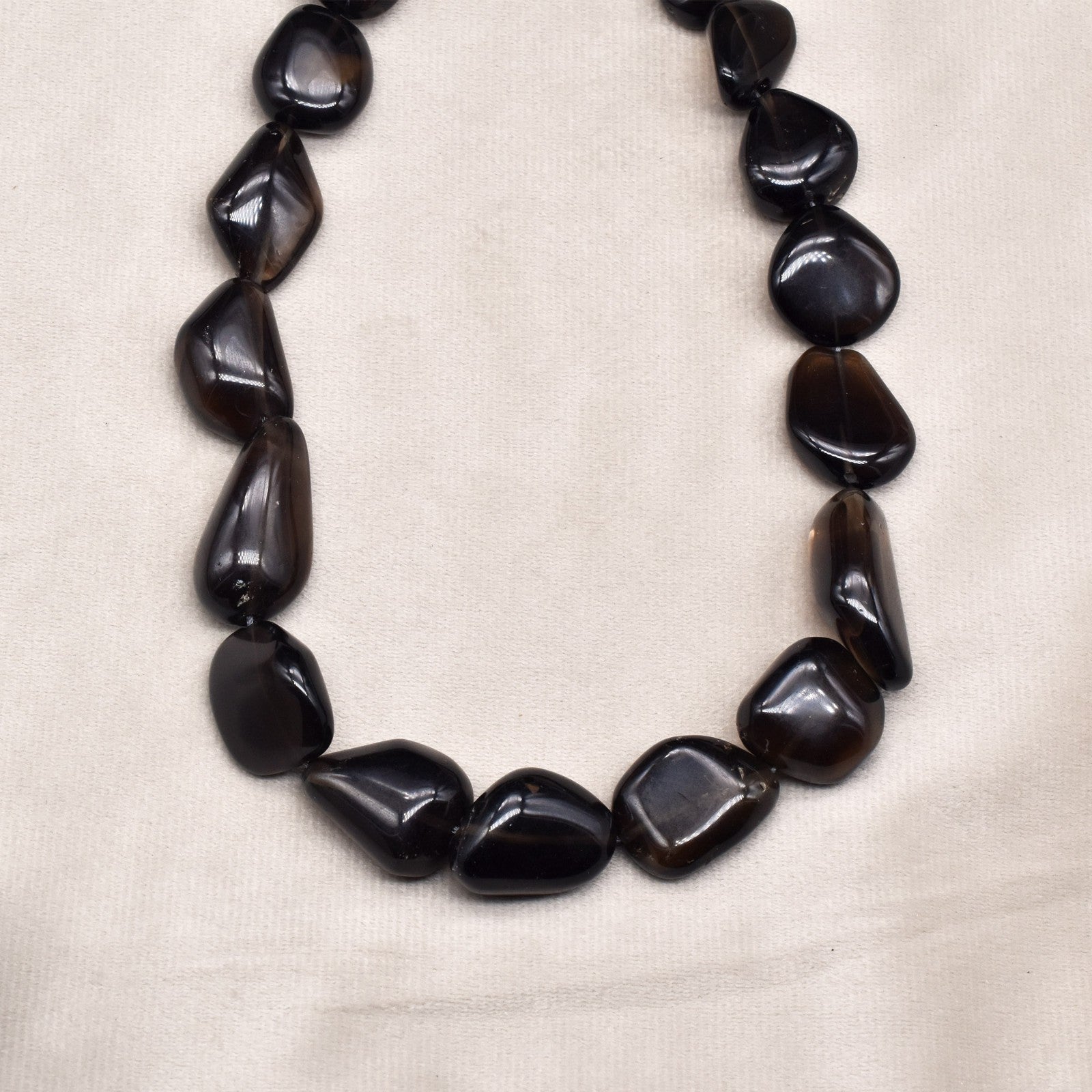 Certified Natural Smoky Quartz Necklace 758 Ct Black Gemstone Tumble Beads