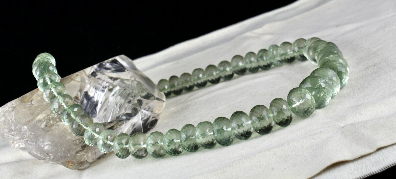 Natural Green Amethyst Beads Faceted Round 867 Ct Gemstone Statement Necklace