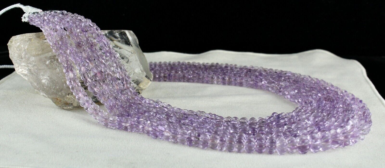 NATURAL PINK AMETHYST BEADS CARVED ROUND 5 LINE 1260 CTS GEMSTONE FINE NECKLACE