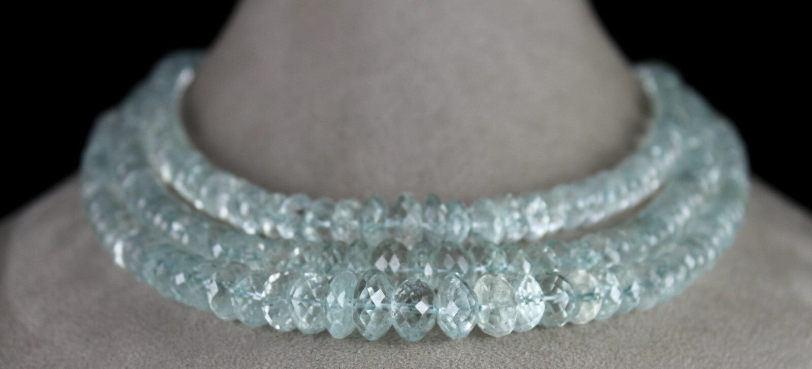 Certified Natural Blue Aquamarine 952 Ct Faceted Beads Gemstone Necklace Women