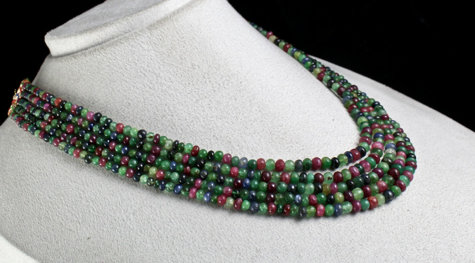 Certified Natural Emerald Ruby Sapphire 377ct Gemstone Necklace For Women