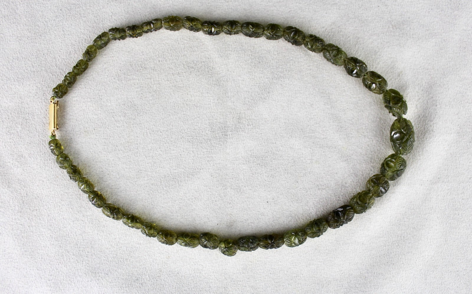 Antique Natural Peridot Carved Beads Necklace 255 Ct Gemstone Rarest Oval