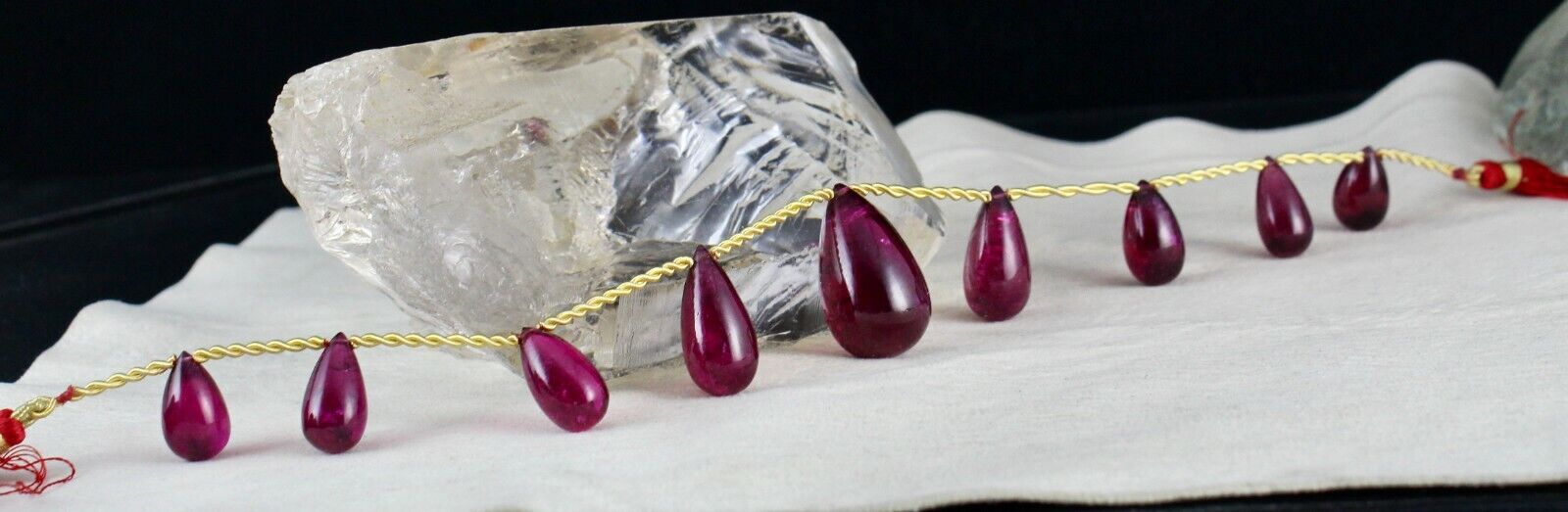 NATURAL PINK TOURMALINE RUBELLITE TEAR DROPS 161 CTS GEMSTONE NECKLACE HANGING
