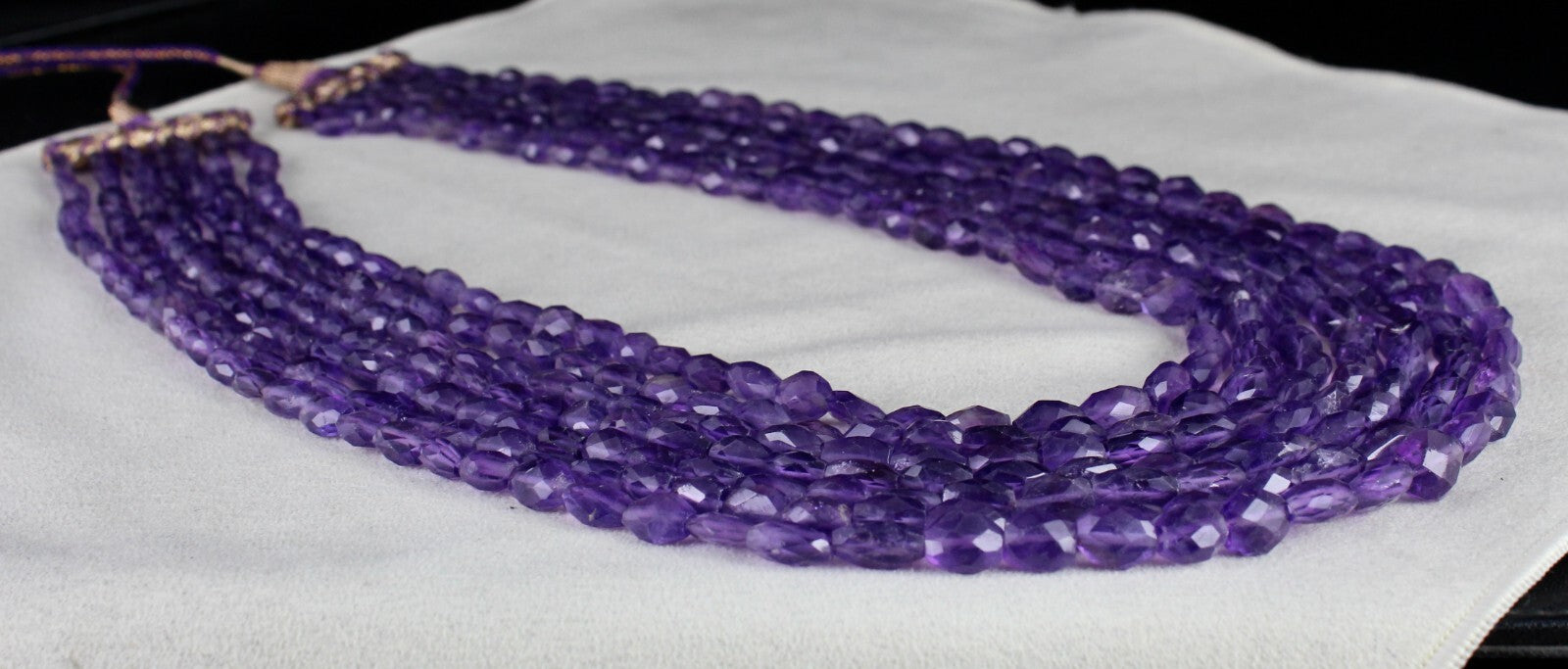 Natural Amethyst Faceted Beads Necklace 817 Ct Long 7" Purple Gemstone