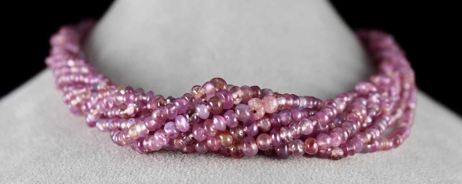 Certified Natural Old Mines Pink Sapphire Ruby 793ct Round Beads Necklace